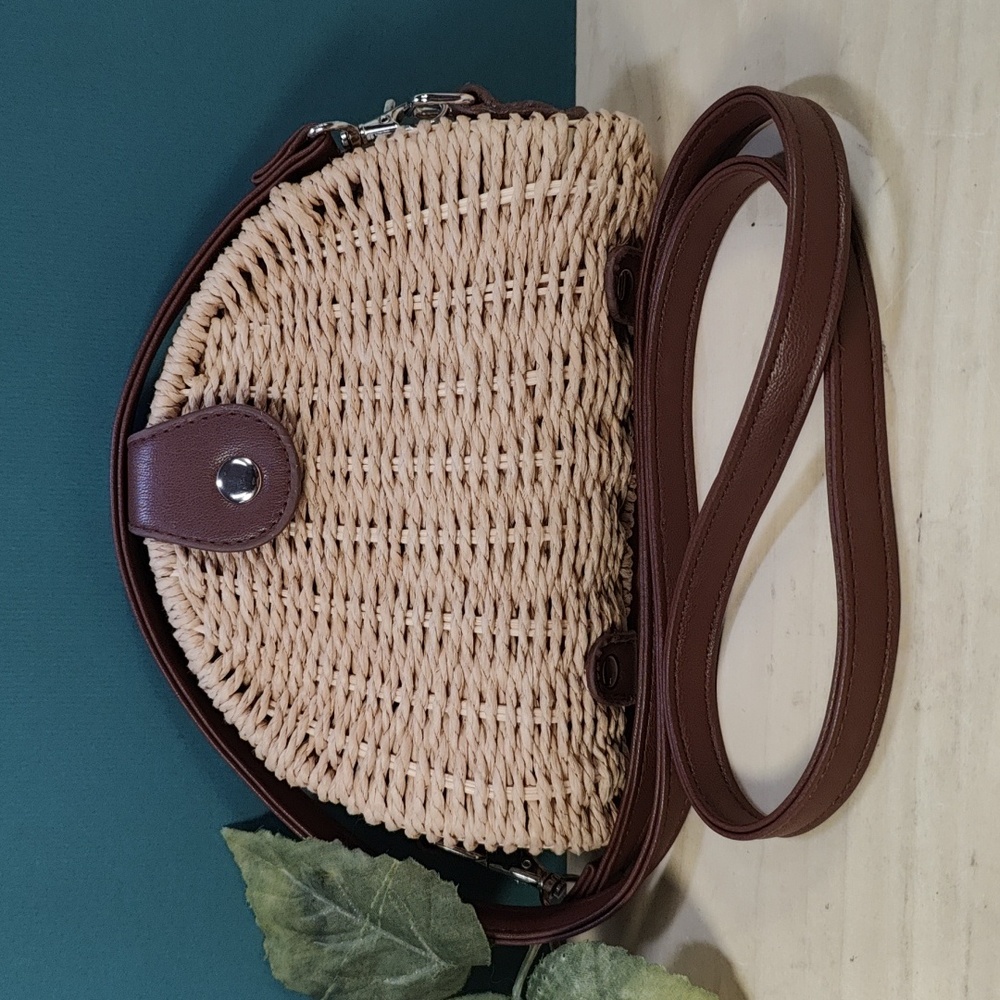 White House Black Market rattan crossbody bag